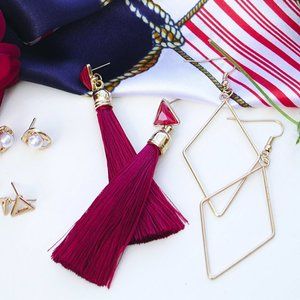 Set of Daring Tassels, Diamond Dangles, and Stylish Studs